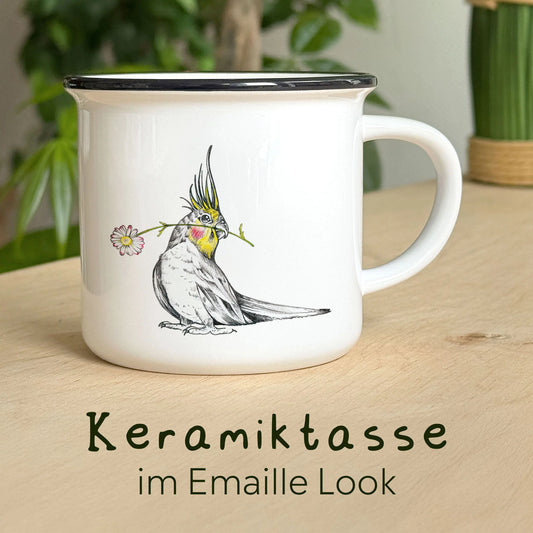 Blümchensittich-Keramiktasse